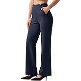Willit Women's Wide Leg Dress Pants High Waisted Stretch Work Pants Office Business Casual Slacks Pockets Short Navy Blue L