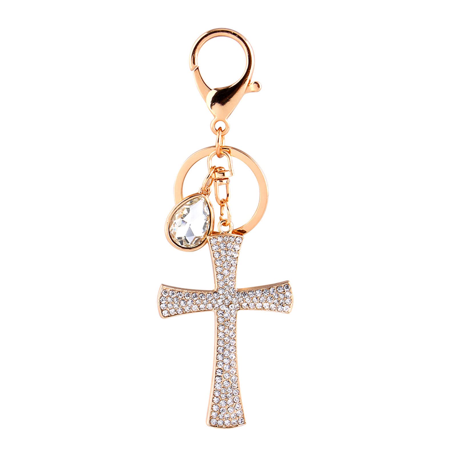 HEEPDD Keychain, Rhinestone Cross Design for Women Girls, Sparkling Key Ring Pendant, Multifunctional Bag Charm