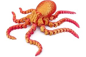LYROYREG 3D Printed Octopus Animals Toy, Octopus Fidget Toy for Autism ADHD 3D Printed Gift DIY Creative Ornament Articulated Dragon Toys Home Decor for Christmas… (Red)