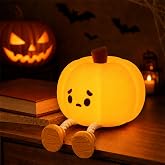 Halloween Pumpkin Night Light Official Licensed Genuine Halloween Gifts | Rechargeable Nursery Lamp, Cute Bedside Decor for Women Kids, Squishy Nightlight for Bedroom.