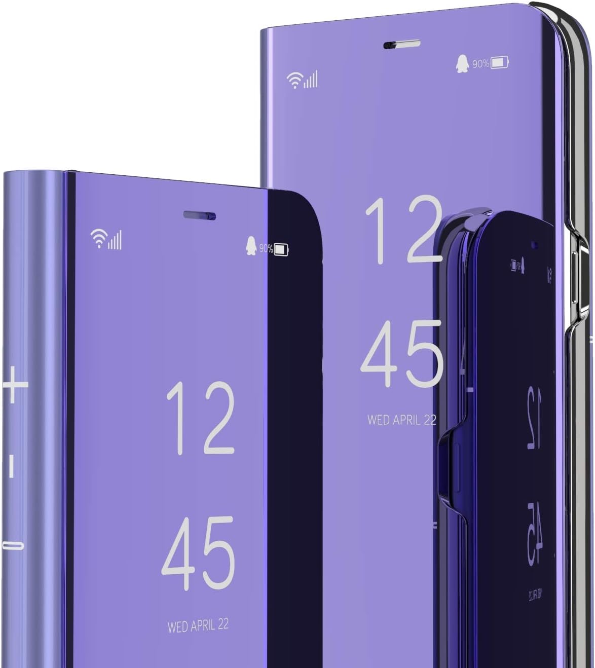 LEECOCO Samsung A10E Case Slim Luxury Clear View Window Electroplate Plating Mirror Flip Ultra Slim Thin Full Body Kickstand Bookstyle Protective Cover for Samsung Galaxy A10E Mirror PU Purple
