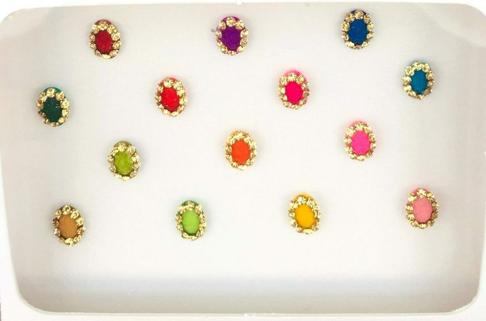 BBW44 Multi Colour Crystal Bindi Gem Stone Gold Bindi Tattoo Forehead Sticker Wedding Tikka Indian Fancy Party Arabian Face Gem Body Art