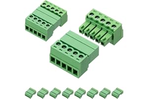 JANDECCN 10Pcs 5 Pin 3.81mm Pitch DIY PCB Mount Screw Terminal Block Connector with 10Pcs 5 Pin Plug