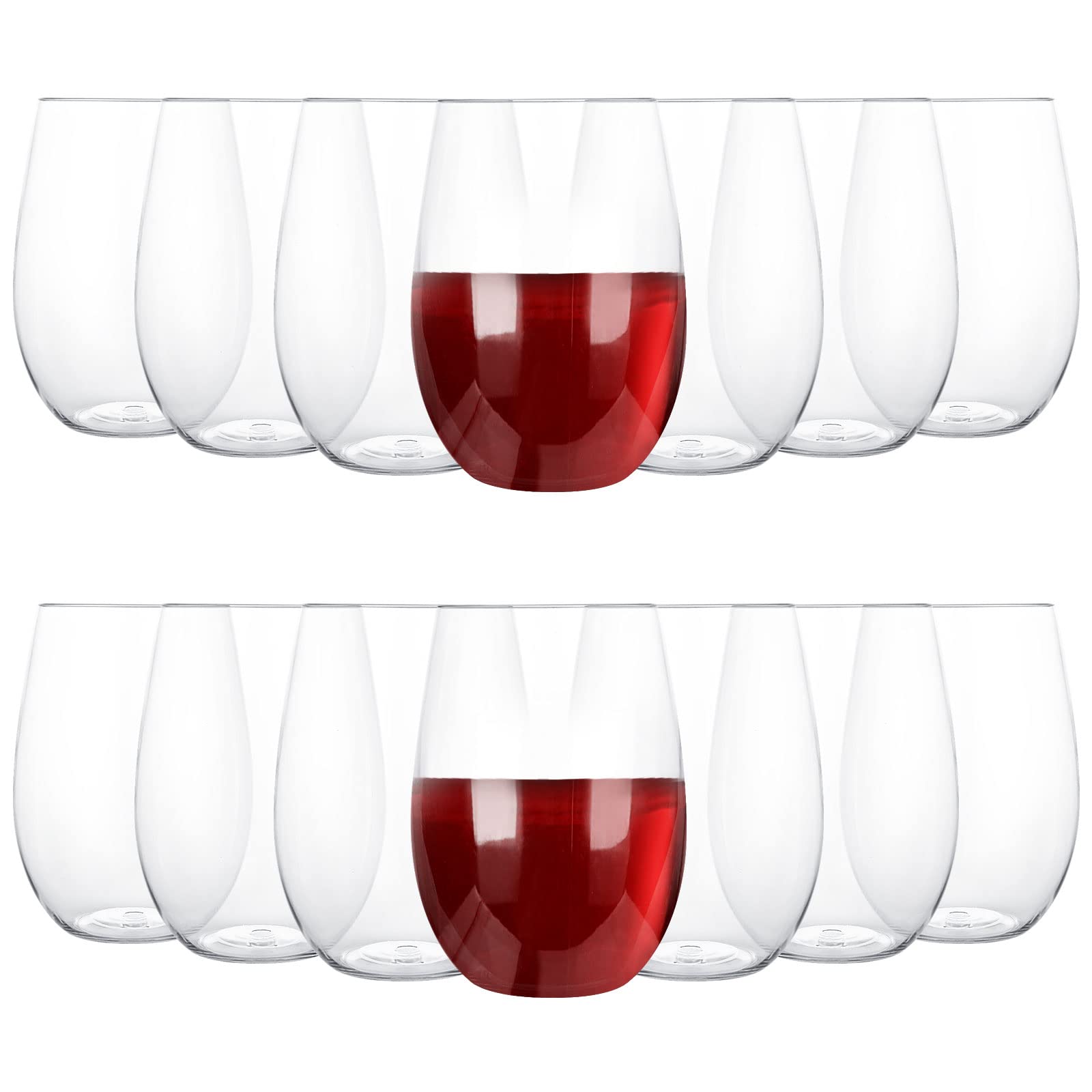 JMIATRY 12 Pcs Plastic Stemless Wine Glasses, 350ml Plastic Wine Glasses Reusable, Clear Shatterproof Wines Glass for Wedding, Party, Picnics, Camping and Pools