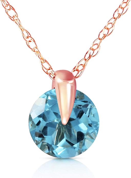 14K 24" Rose Gold Necklace with Natural Blue Topaz Amazon.co.uk Jewellery