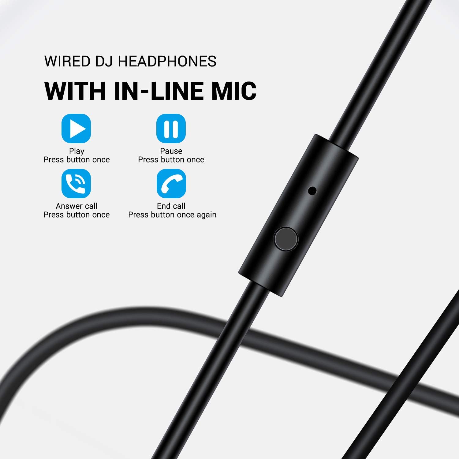 Bopmen Over Ear Headphones - Wired Studio Headphones with Shareport, Foldable Headsets with Stereo Bass Sound for Monitoring Recording Keyboard Guitar Amp DJ Cellphone, Black: Home Audio & Theater