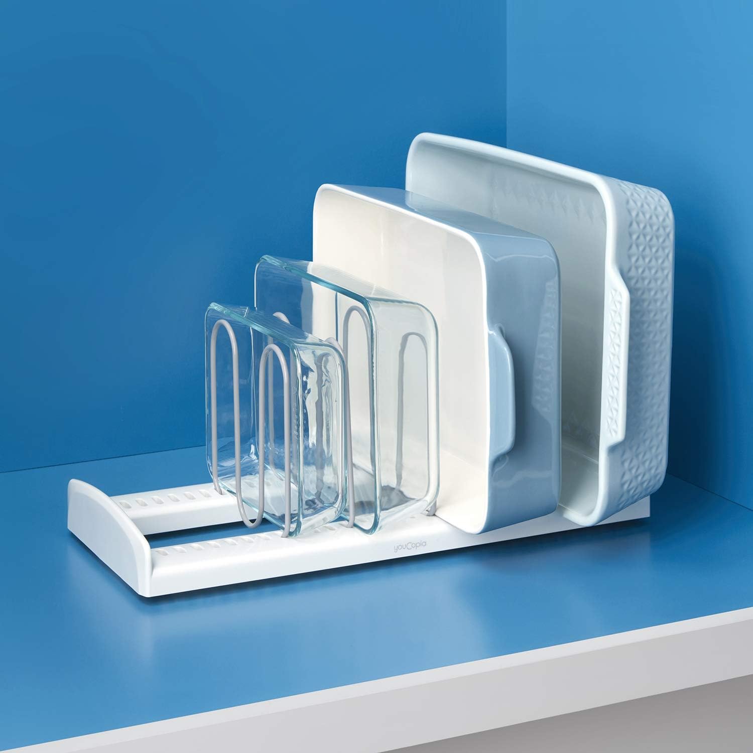 YouCopia Pan and Lid Rack StoreMore Adjustable, Large, White: Kitchen & Dining