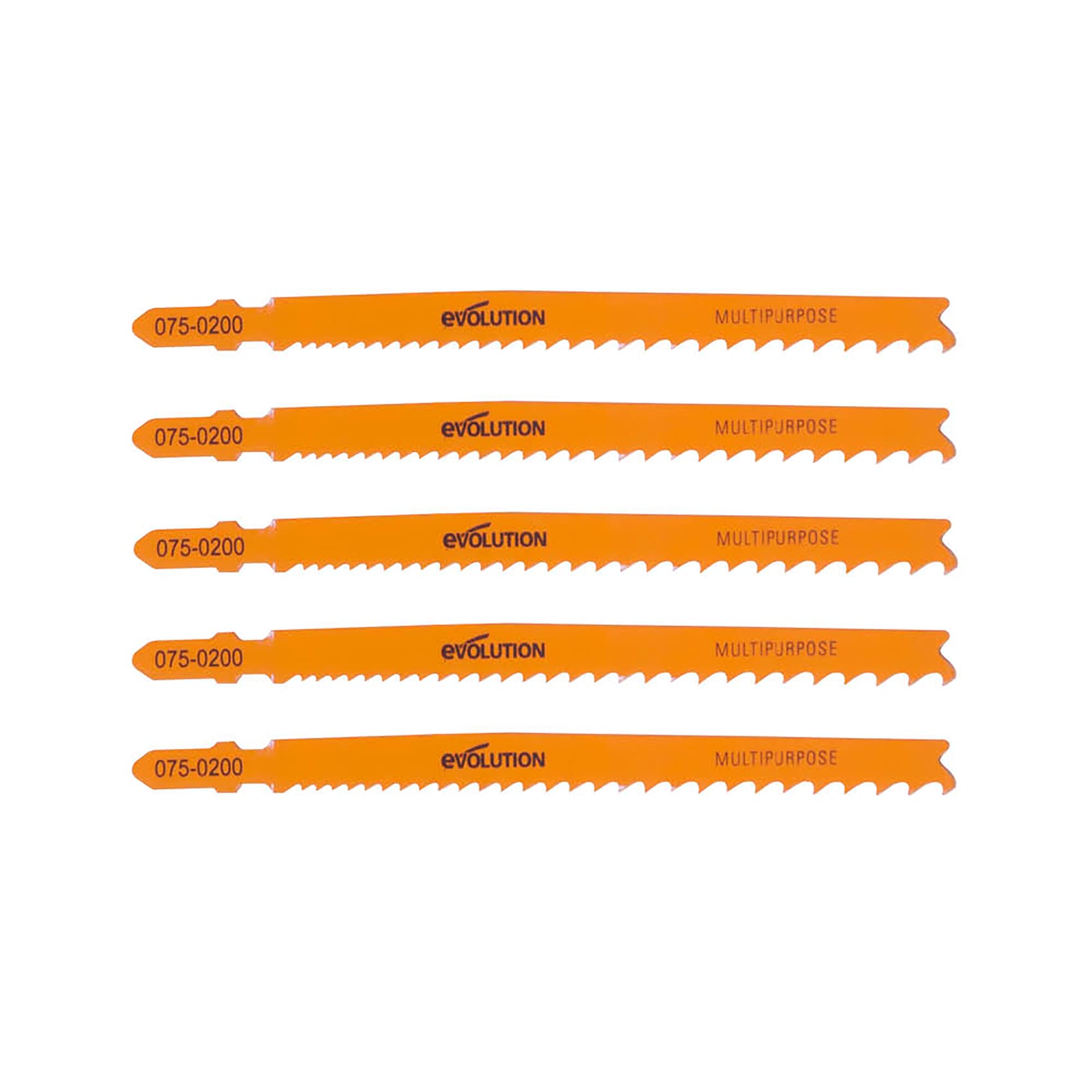 Evolution Power Tools 075-0200 Evolution Multi-Purpose Jigsaw Blades (Pack of 5),Orange