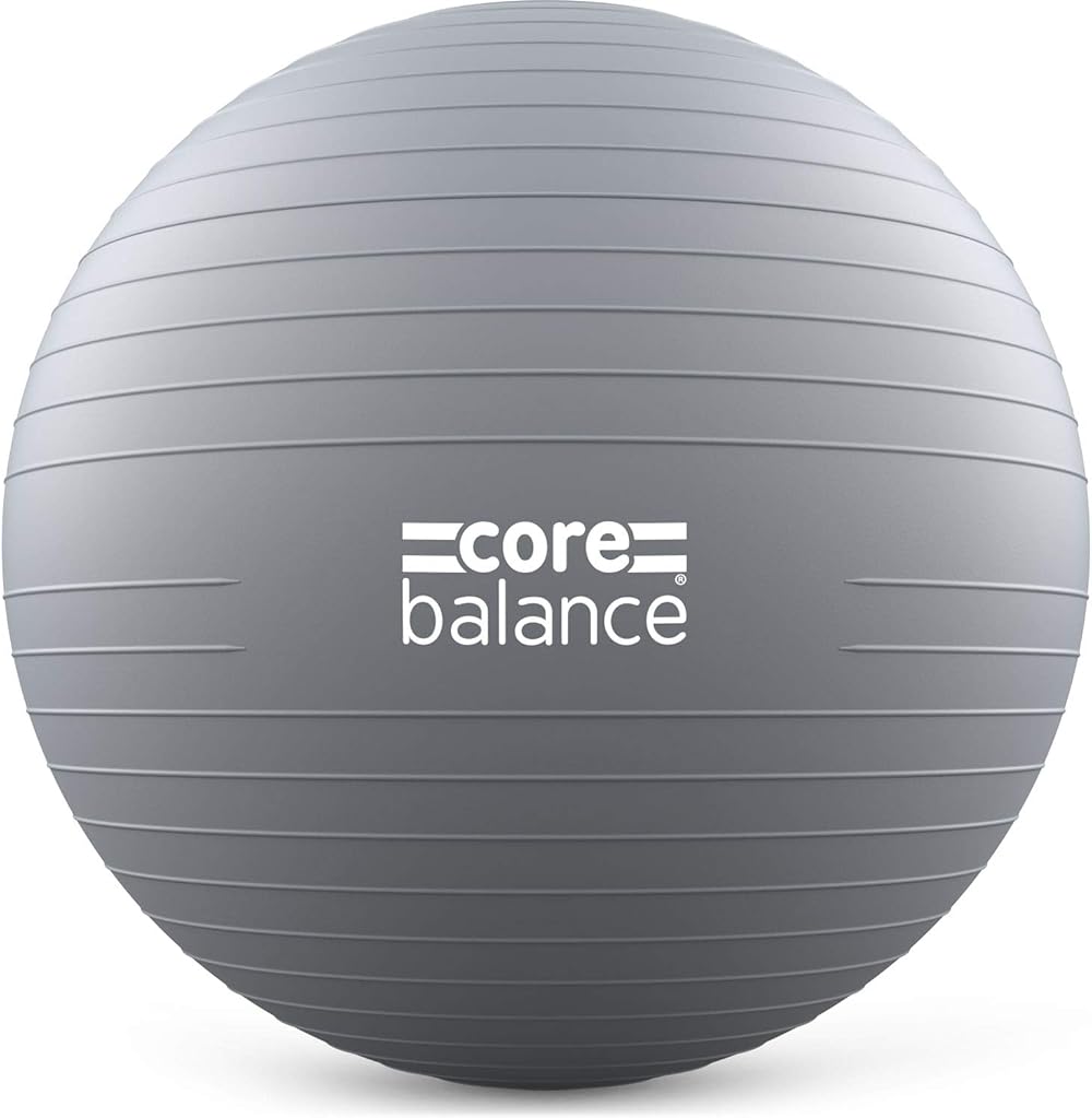 Core Balance Anti Burst Gym Ball 45-85cm with Hand Pump Grey
