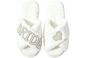 1pair Initial Bride Slippers Bride Pearl Slippers Wedding Slippers for Bride Bridal Shower Gifts for Wedding Day