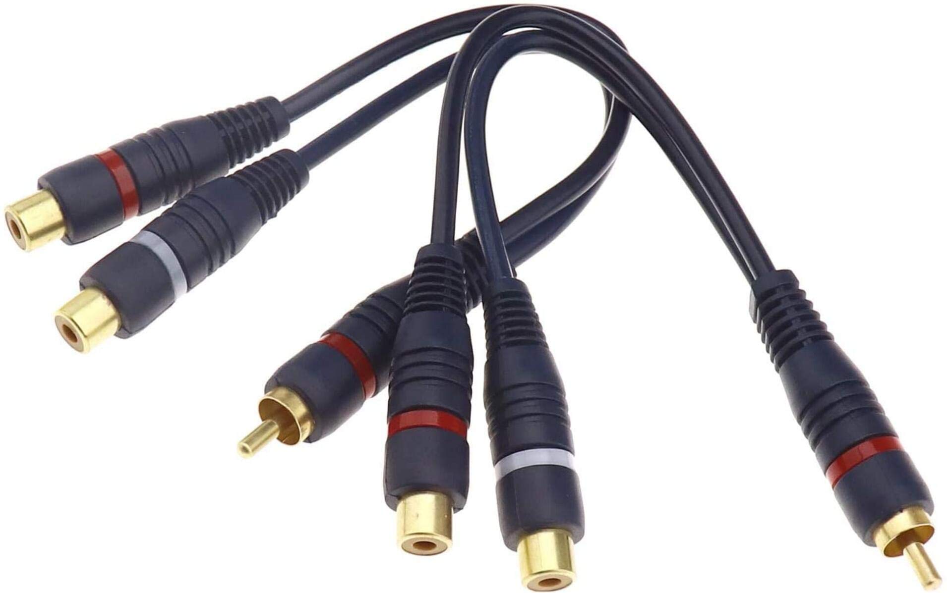 F Season 2pcs 1 RCA Male to 2 Phono Female Splitter Y Adapter Digital Audio Lead for Home Theater, HDTV 20cm