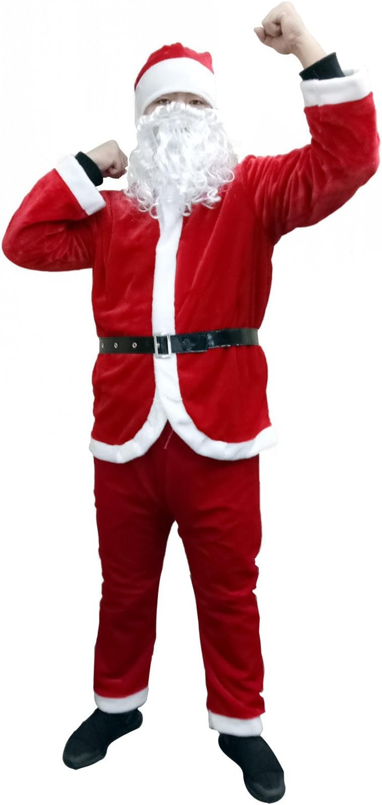 Christmas Santa Claus Suit, Adult Men's Santa Costume with Beard