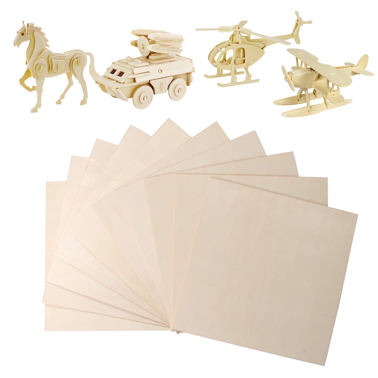 Balsa Wood Plywood Sheets Thin Balsawood Sheets 10pcs 200 * 200 * 1.5mm Wooden Plate Model Craft for Aircraft Woodcraft Model,Arts and Crafts,DIY