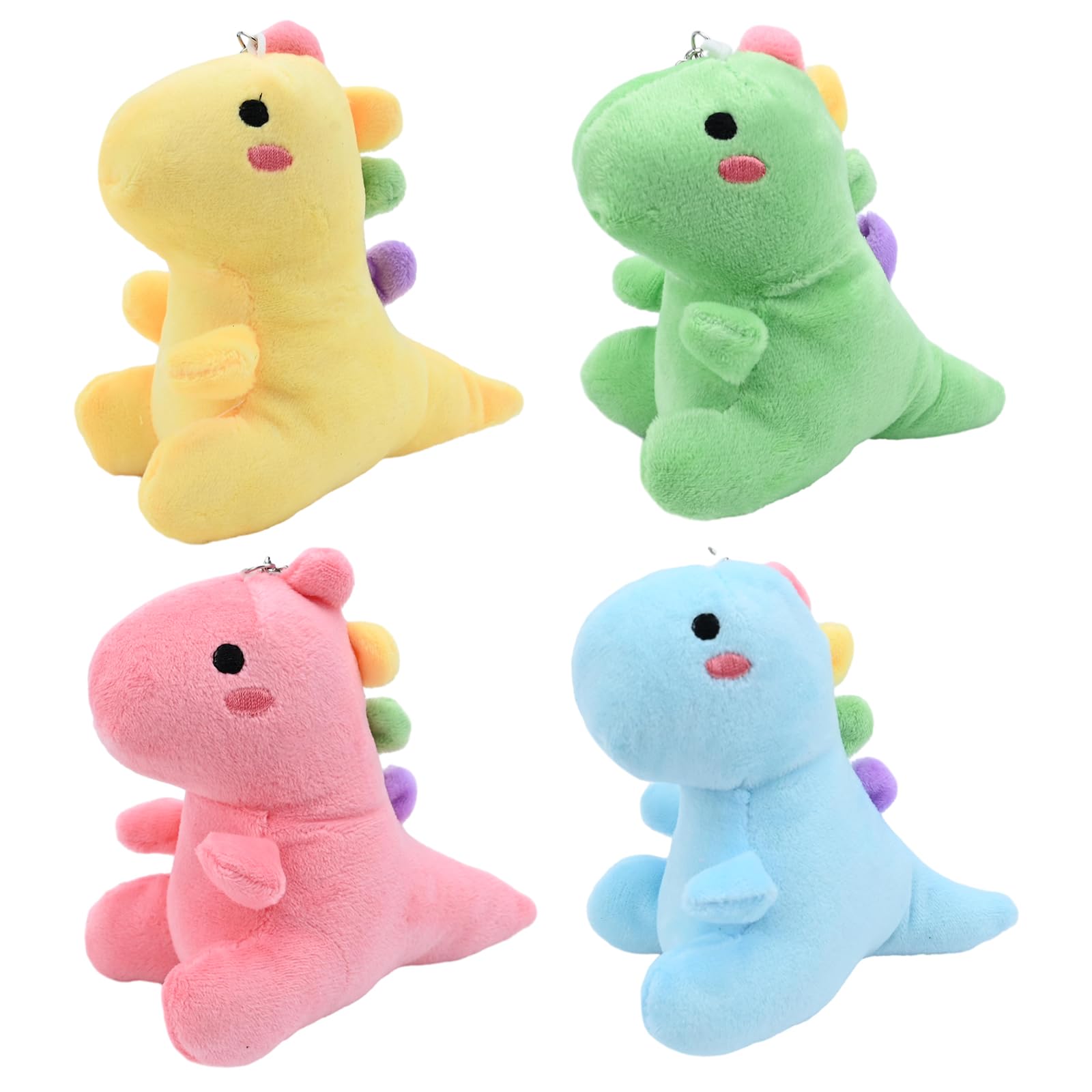 Fadcaer 4 Pcs Dinosaur Plush Toys, 12 cm Soft Stuffed Animal Cartoon Dinosaur Plush Dolls Perfect Party Favors and Classroom Prizes Goodie Bag Stuffers for Kids