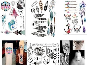 GEOMETRISCHE TATTOOS LINIEN TATTOO WASSERFARBEN TATTOOS FEDER TRAUNFÄNGER TATTOOS 4 Bögen SET FAKE TATTOOS FLASH TATTOOS 2018