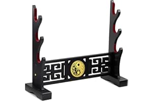 Ekkhysis Taichi Sword Stand Padded Hook Katana Stand Holder Display Hanger for Light Saber Samurai Sword Cosplay Blade Tanjirou Demon Slayer Genshin Impact Weapon Display Stand (3-Tier)