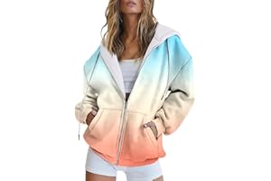 ADJHDFH Women's Casual Long Sleeve Zipper Sweatshirt Loose Round Neck Pullover Tops Y2K Hoodie