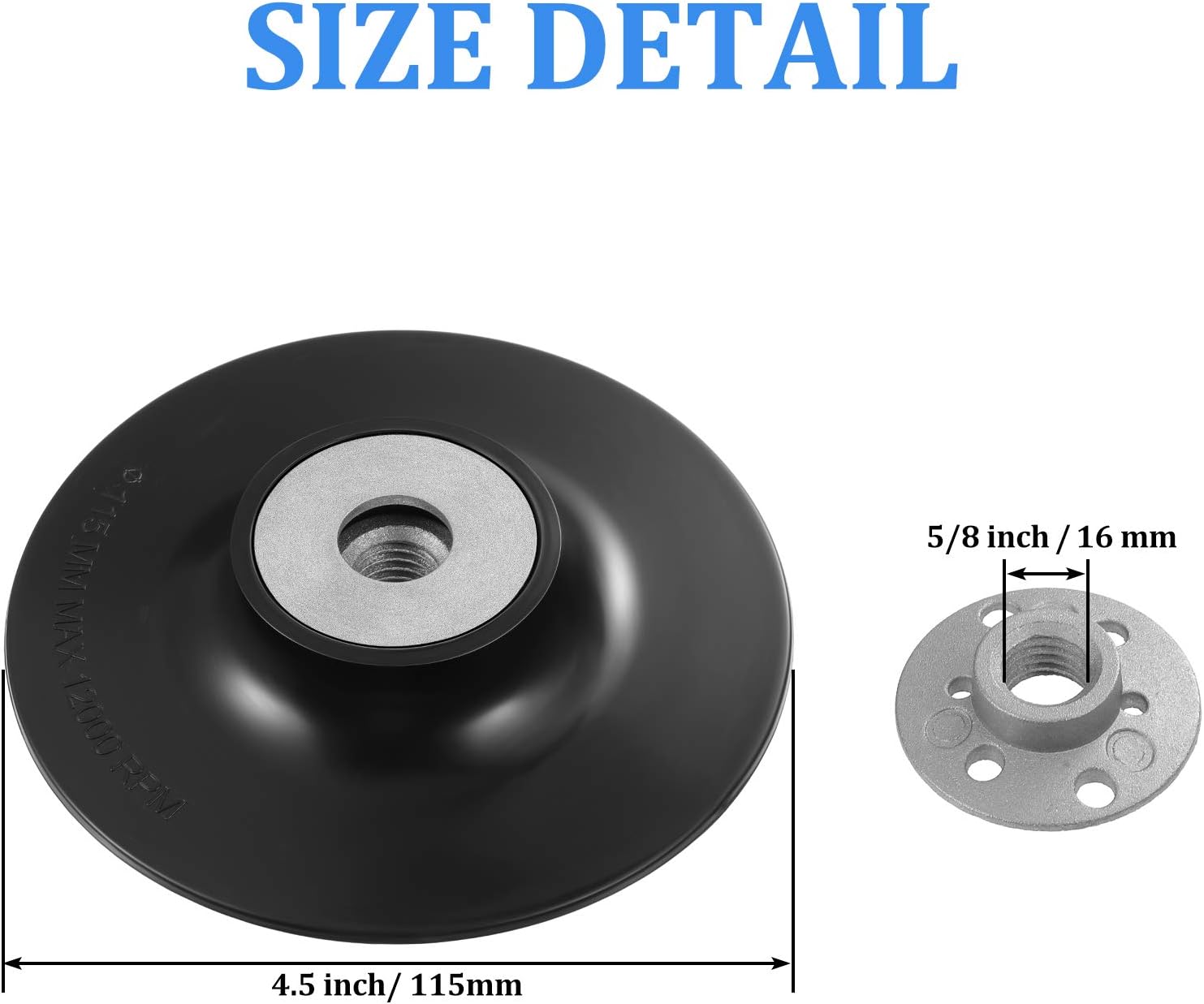 3 Pieces 4-1/2 Inch Sanding Disc Backing Pads Replacement Disc Backing Pads Sander Backup Pad with M14 Thread Lock Nut for Angle Grinder - Image 3