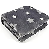 VigorSpring Soft Kids Blanket for Boys - 50"x60",Cozy Grey Star Printed Plush Fleece Throw Blankets,Perfect for Christmas Halloween Birthday Easter Valentines Gifts