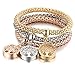ISAACSONG.DESIGN Women Men Beaded Couple Bracelet, Stainless Steel Gold Bead Ball Stacking Elastic Bracelet Jewelry (6mm Gold beaded Bracelet)