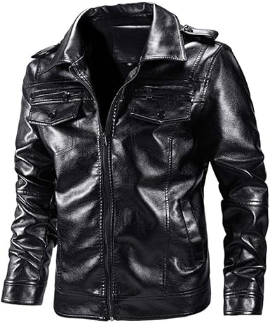 jaqueta de couro sintetico masculina motoqueiro