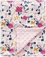 CREVENT Floral Baby Blanket 75x100cm Dotted Backing Soft Plush Receiving Crib