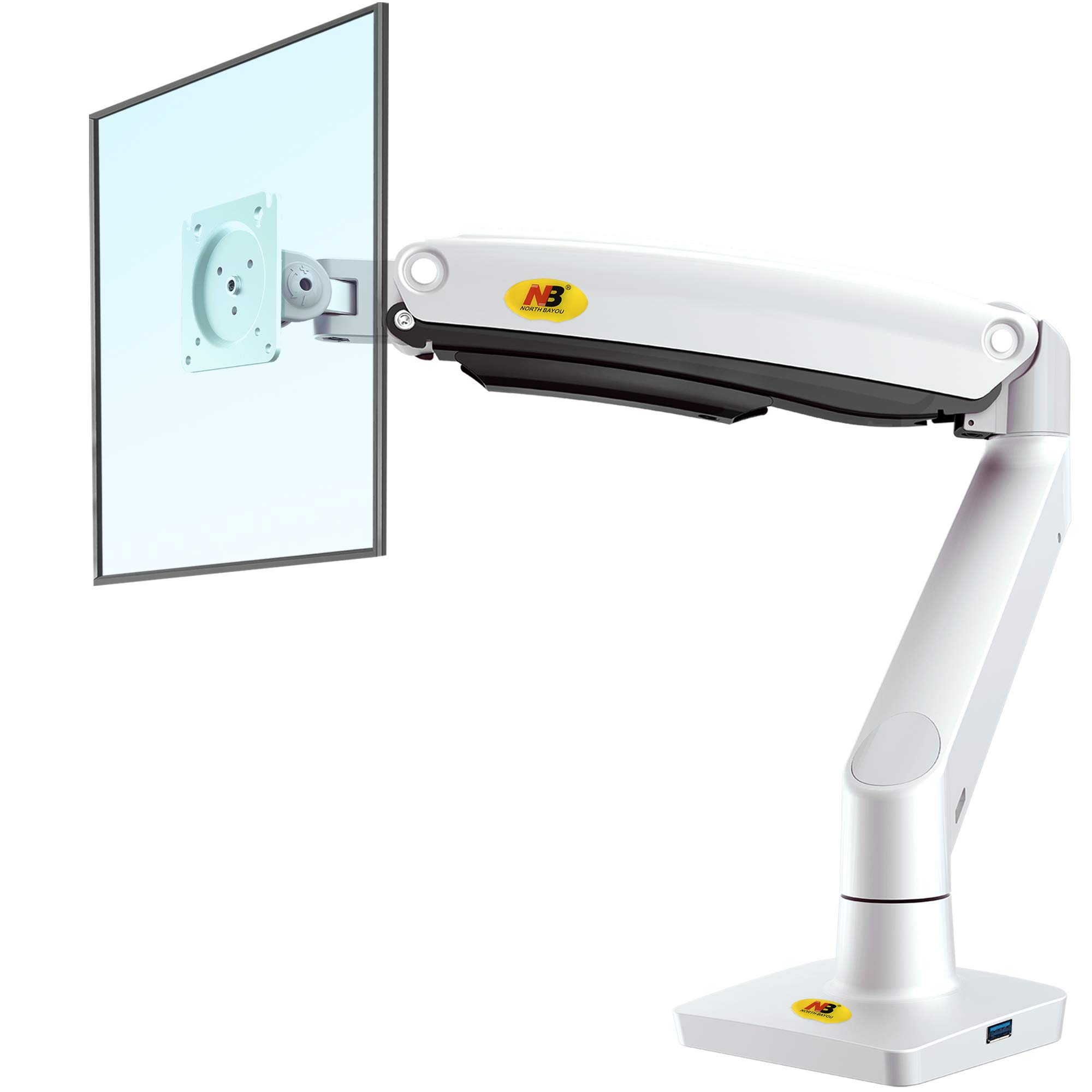 NB North Bayou Monitor Arm for 22-35 inch Screen Monitor Stand Height Adjustable Monitor Mount Bracket Full Motion Gas Spring VESA 75/100mm Weight 12KG White