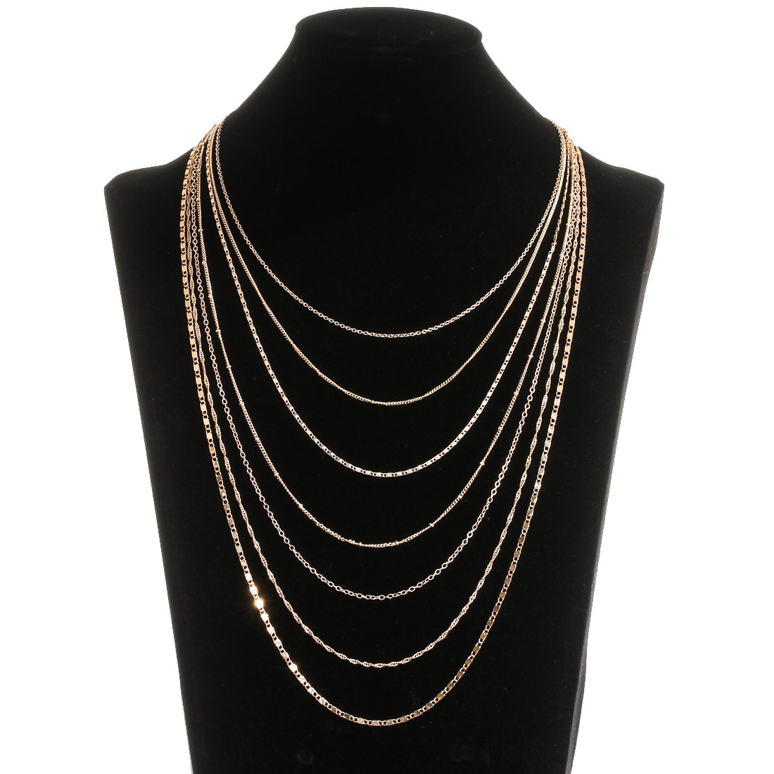 ELEARD Women Multi Chain Necklace Waterfall Multi Strand Jewel Chain Tassel Necklace Gold