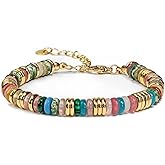 TONLUYAX Gold Beaded Bracelets for Women Colorful Natural Stone Bracelets Charm Stack Bracelets Statement Jewelry