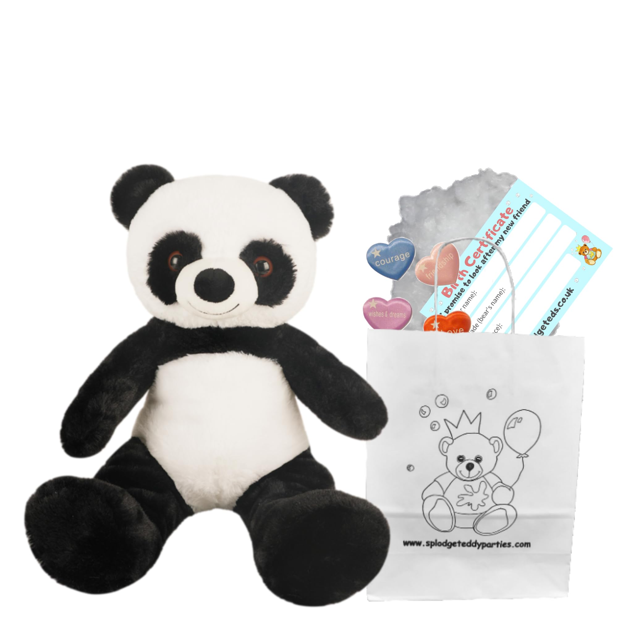 Panda - Soft Plush Toy - 10 inch / 25cm - Build Your own Teddy Bear - Party Kit
