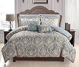 Luxurious Soft as Egyptian Cotton Reversible 7 Pcs Comforter Set, King Size, Russian Light Gray