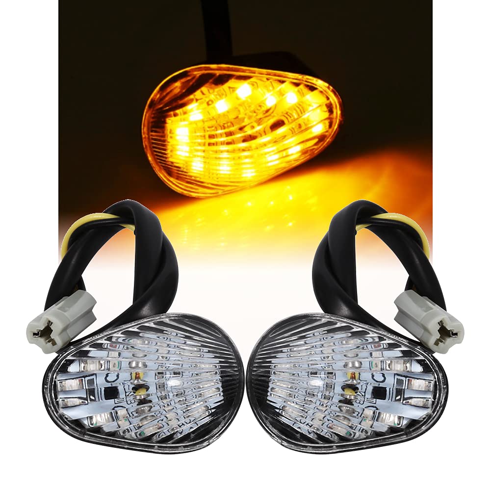 Flush Mount LED Turn 2pcs Motorcycle Indicators Amber LED Turn Light Indicator for YZF R1 R6 R6S (Clear)
