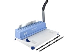 MAKSHEIN Comb Binding Machine, 21-Hole, 450 Sheets Capacity, Punch up to 12 Sheets, Punch Comb Binder Machines for Letter Size A5/A4 Paper with 100pcs 1/4" Binding Spines