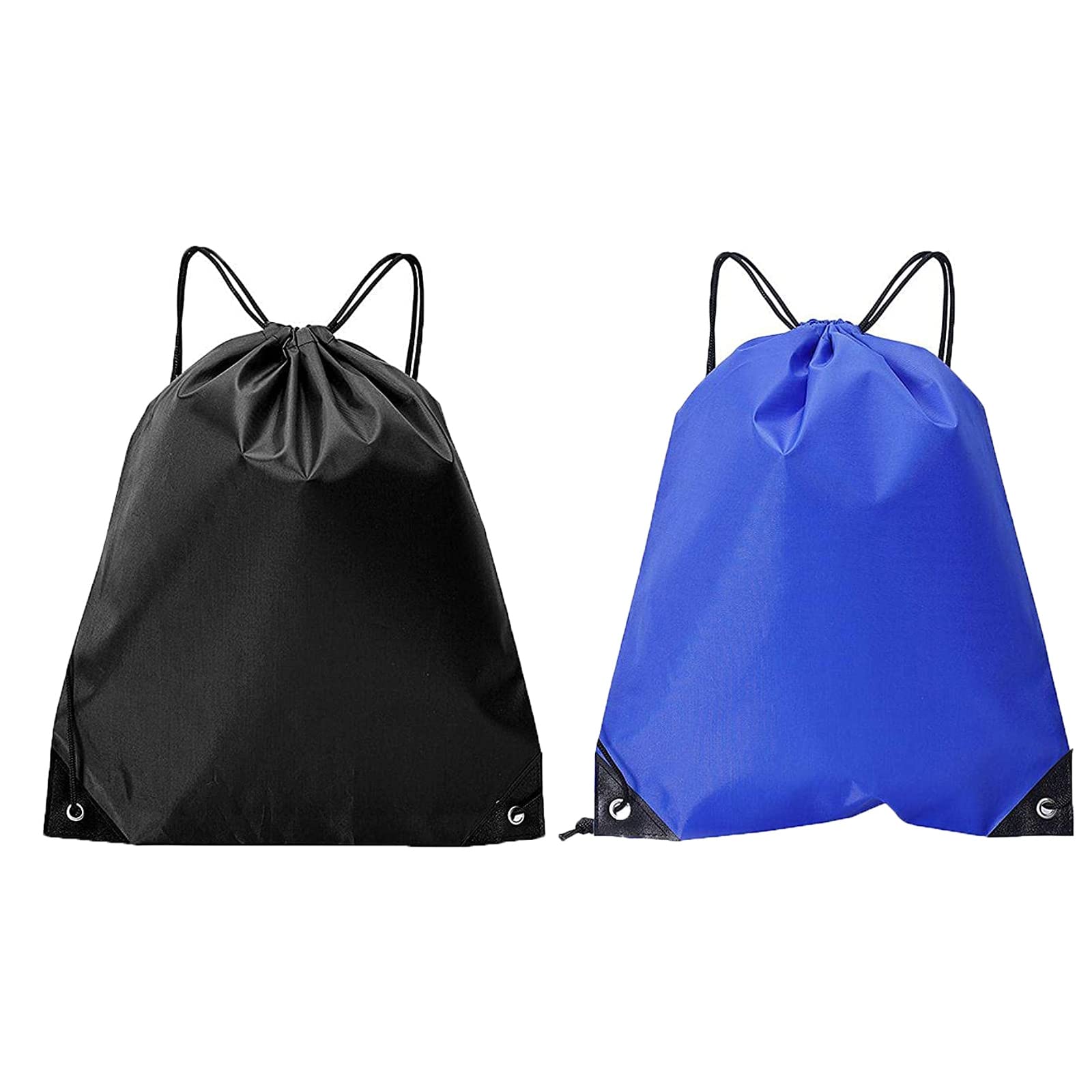 LMOGWL 2-pack drawstring backpack, PE bag with drawstring, fitness bag, swimming bag, drawstring backpack, travel bag, sports bag, suitable for sports school travel, beach outings (1 blue and 1 black)