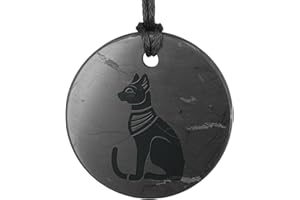 SHUNGITE TOLVU Shungite Cat pendant - Bastet - Engraved Shungite Necklace - Egypt Amulet - Authentic stone - Handmade - TOLVU