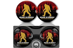 Einzelnn Car Coasters for Cup Holders, Car Cup Holder Coaster, Cute Car Accessories for Women Interior, 2PCS Cup Holder Coasters for Car, Anti Slip Rubber Car Cup Mat with A Finger Notch Bigfoot