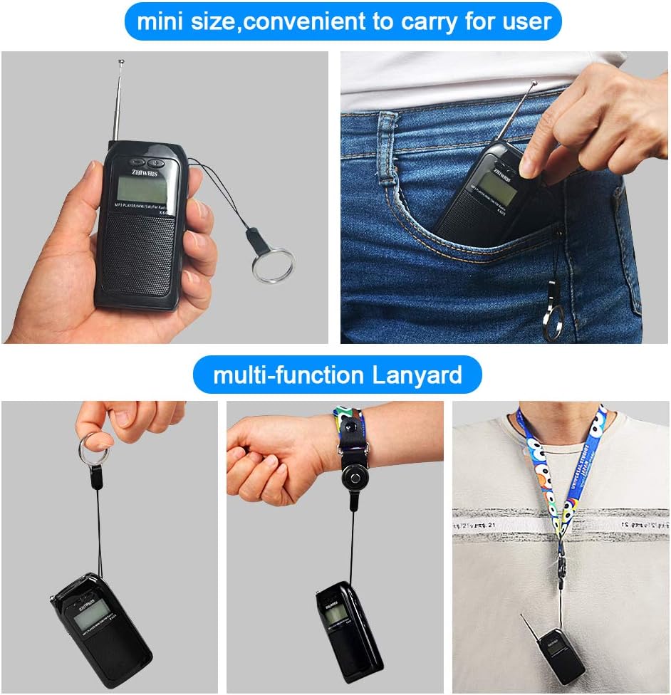 ZHIWHIS Portable Radio,FM AM SW Transistor Radio Stereo LCD Digital Display Pocket Walkmen Radio MP3 WAV Player Support TF Card Rechargeable with Shutdown Memory: Home Audio & Theater