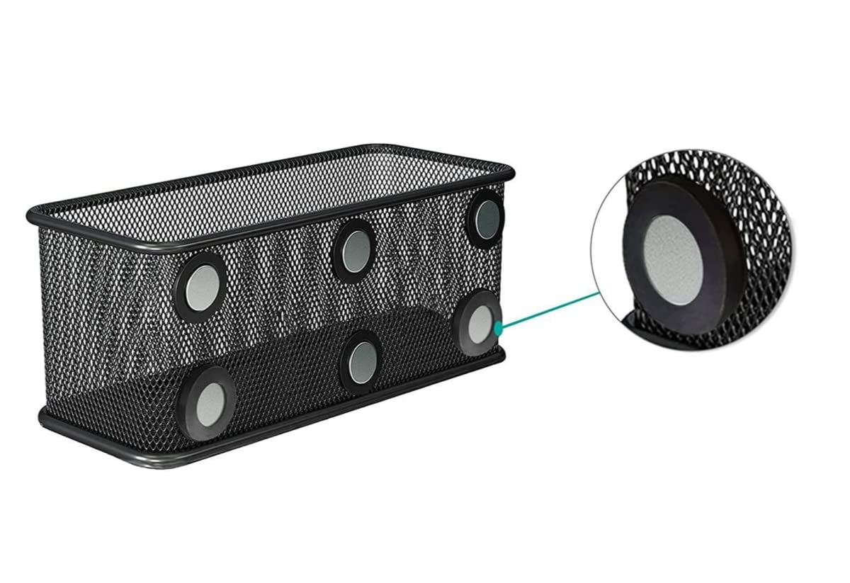 Photo 1 of TAPBULL Mesh Magnetic Storage Baskets - Set of 1 (Black) with Anti-Slip Feature and Strong Magnets - Magnetic Locker Organizer and Pencil Holder for Whiteboard and Refrigerator (Black-1 pcs)