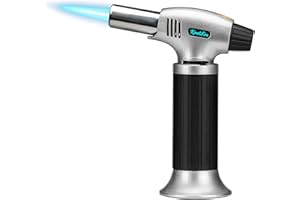 KinetiFire Butane Torch Lighter, Refillable Kithcne Torch with Safety Lock, Continuous Flame Mode, Adjustable Flame for Kitchen, Soldering and Bakingl(Butane Gas Not Included)