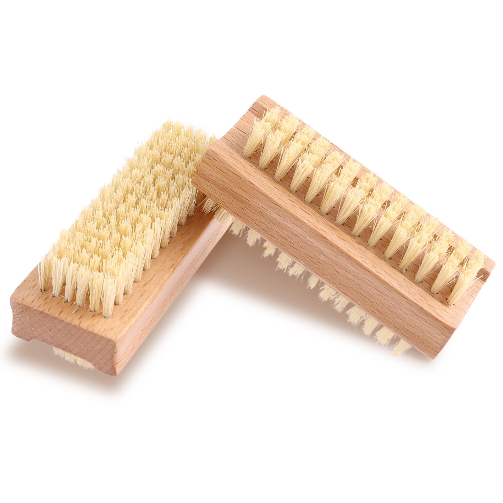 Amabro Wooden Nail Scrub Brush, 2pcs Double-Sided Nail Cleaning Brush with Stiff Bristles and Hanging Rope Hand and Foot Scrubber Manicure Pedicure Tool for Scrubbing Fingernails Toenail Cuticle
