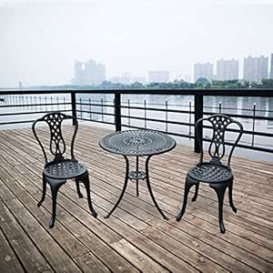 Juego de 3 muebles de jardín Homcom, mesa y sillas; de aluminio fundido