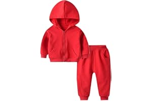 Zipper Clothes Sweatsuit Baby Girls Boy 2 Piece Solid Color Fall Hoodie Sweatsuit Sweatpants Tracksuit Outfits Set