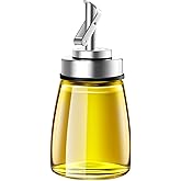 LIFHUB Glass Oil Dispenser Bottle with Stainless Steel Spout, Automatic Opening Lid, for Cooking Oil, Vinegar, Sauces, Syrup, 6OZ