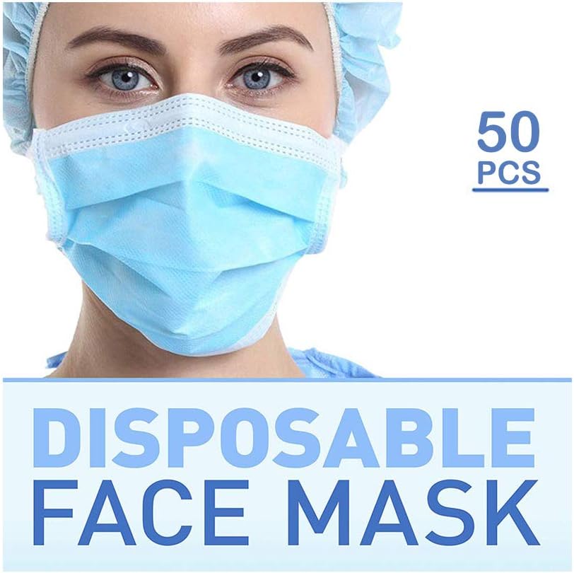 50 Pack - Disposable, Breathable 3 Layer, Earloop