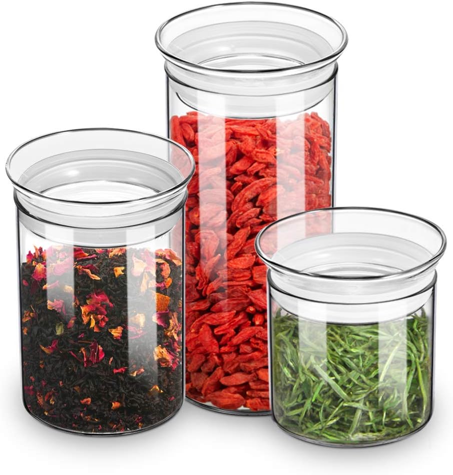 ZENS Glass Canister Set, Airtight Kitchen Canisters Jars