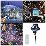 Snowfall Outdoor Led Christmas Lights Displays Projector Show Waterproof Rotating Projection Snowflake Lamp with Wireless Remote for Xmas Halloween Party Wedding and Garden Decorations