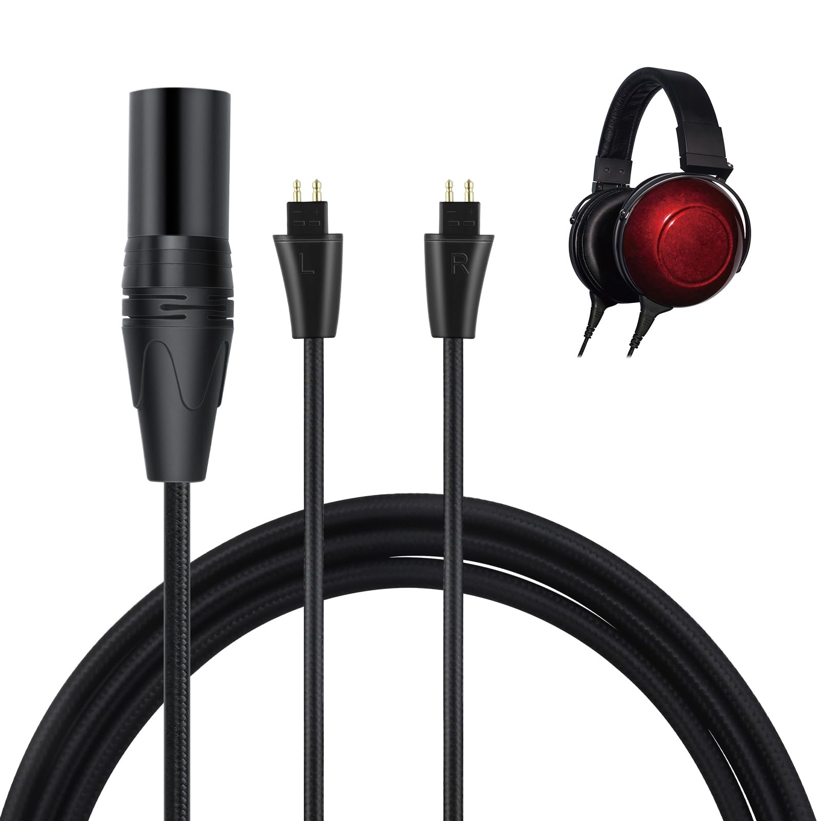 okcsc Replacement Upgrade Headphone Cable with FOSTEX Balanced Headphones Audio Cable, IEM HiFi Canon 4 pin Male to Dual FOSTEX Male, Compatible with Fostex TH-900 MKII, TH610, TH900 MK2