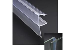 YXQ Frameless Shower Door Bottom Seal F-Type Door Sweep Stop Shower Leaking with Drip Rail for 1/4"(6mm) Glass,118"(3000mm) Length