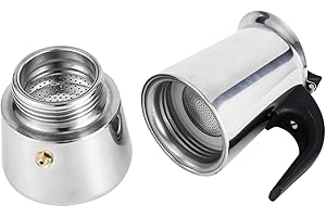OEBUAFI Stainless Steel Moka Pot Coffee Maker, Ergonomic Design, Easy, 200ml for Home and Office Use (100ml)