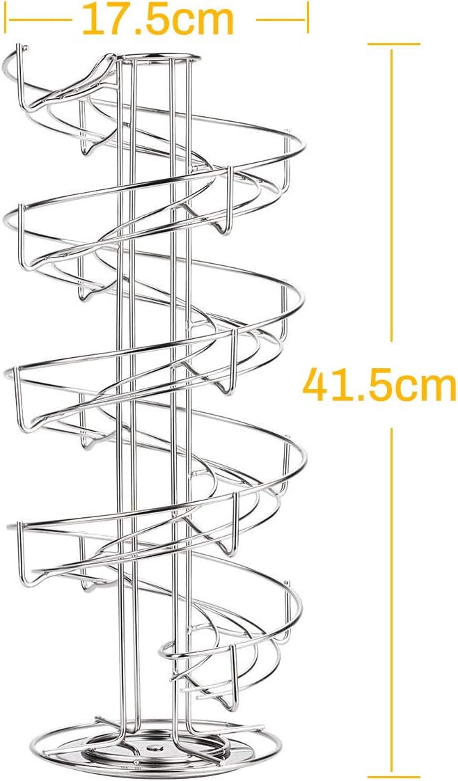 Toplife Spiral Design Stainless Steel Egg Skelter Dispenser Rack,Storage Display Rack Silver, 17.5 cm x 17.5 cm x 41.5 cm - Image 4